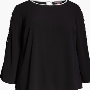 EUC Vintage Y2K Vince Camuto Button Flowy Split Sleeve Black Top